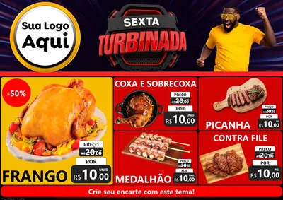 Modelo de Encarte para Encarte A4 Horizontal com o tema Sexta Turbinada para Assados