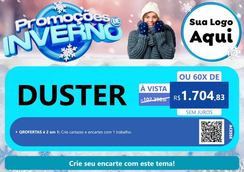 Modelo de Cartaz para Cartaz A4 Horizontal com o tema Promoções de Inverno para Concessionaria de Carros