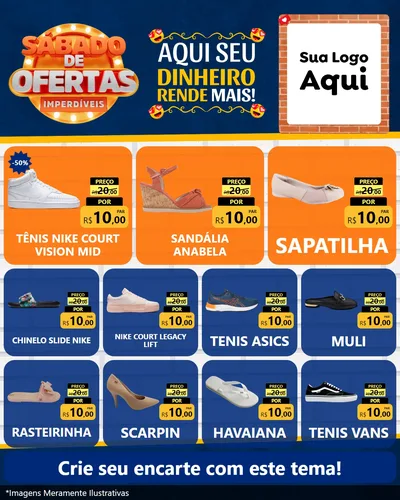 Modelo de Rede Social para Feed Instagram com o tema Sábado de Ofertas Imperdíveis para Calçados