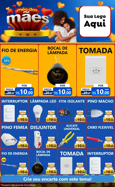 Modelo de Encarte para Encarte Grande com o tema Mês das Mães para Materiais Elétricos