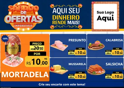 Modelo de Encarte para Encarte A4 Horizontal com o tema Sábado de Ofertas Imperdíveis para Frios e Laticínios