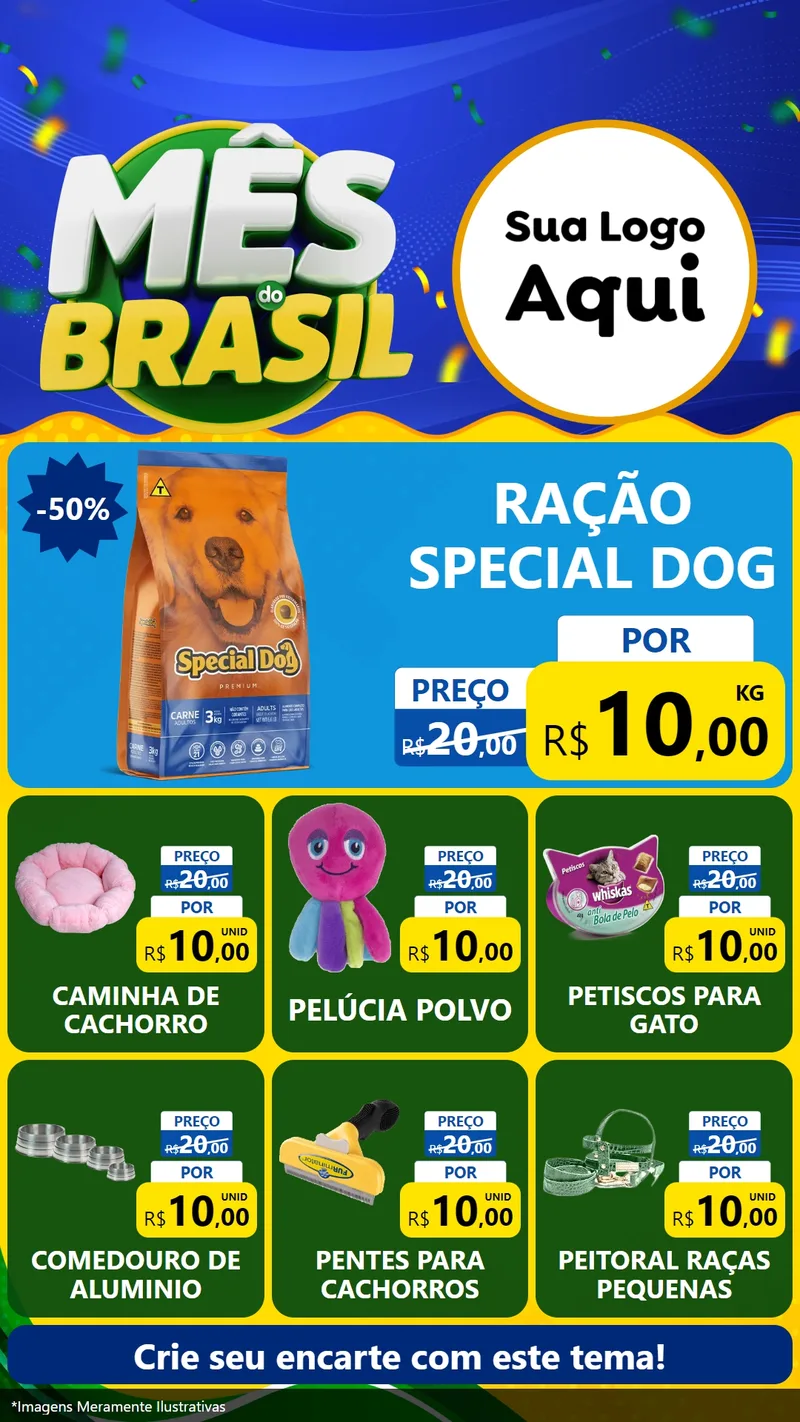 Modelo de Rede Social para Stories com o tema Mês do Brasil para Pet Shop