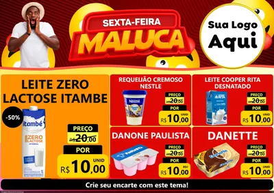 Modelo de Encarte para Encarte A4 Horizontal com o tema Sexta-feira Maluca para Frios e Laticínios