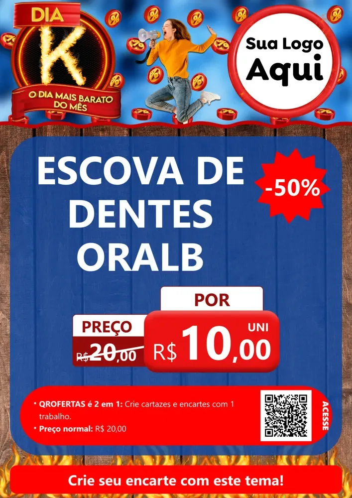 Modelo de Cartaz para Cartaz A4 Vertical com o tema Dia K - O Dia Mais Barato Do Mês para Higiene Pessoal