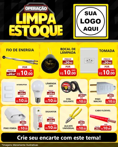 Modelo de Rede Social para Feed Instagram com o tema Operação Limpa Estoque para Materiais Elétricos
