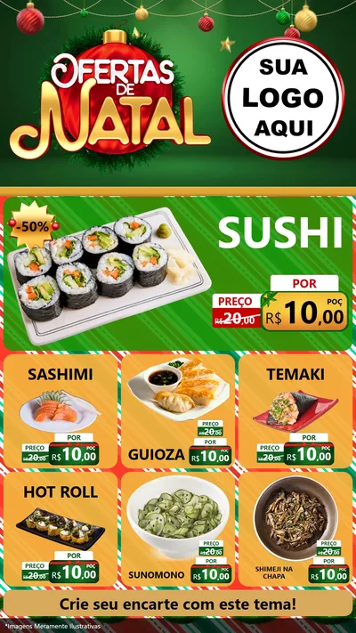 Modelo de Rede Social para Stories com o tema Ofertas de Natal para Comida japonesa