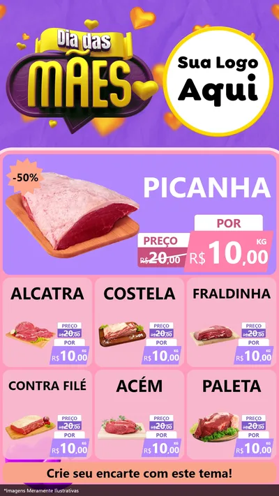Modelo de Rede Social para Stories com o tema Dia das Mães para Açougue