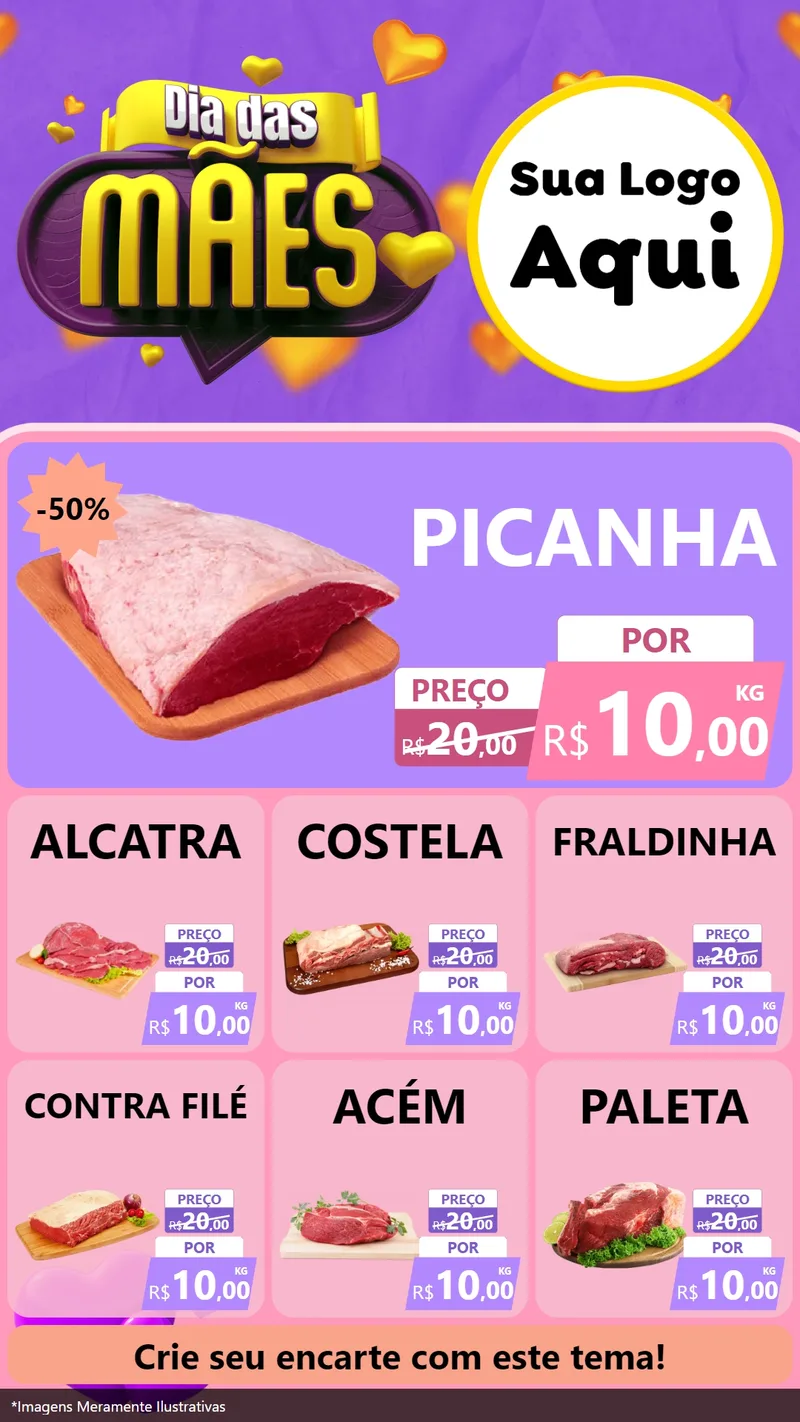 Modelo de Rede Social para Stories com o tema Dia das Mães para Açougue