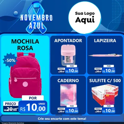 Modelo de Rede Social para Feed Facebook com o tema Novembro Azul para Papelaria
