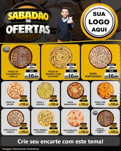 Modelo de Rede Social para Feed Instagram com o tema Sabadão de Ofertas para Pizzaria