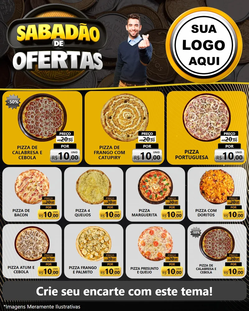 Modelo de Rede Social para Feed Instagram com o tema Sabadão de Ofertas para Pizzaria