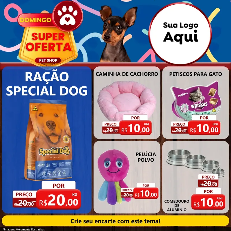 Modelo de Rede Social para Feed Facebook com o tema Domingo Super Oferta Pet Shop para Pet Shop