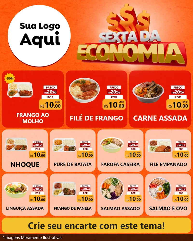 Modelo de Rede Social para Feed Instagram com o tema Sexta da Economia para Restaurante