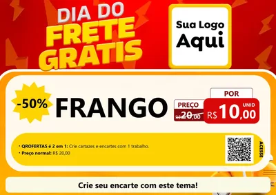 Modelo de Cartaz para Cartaz A4 Horizontal com o tema Dia do Frete Grátis para Assados