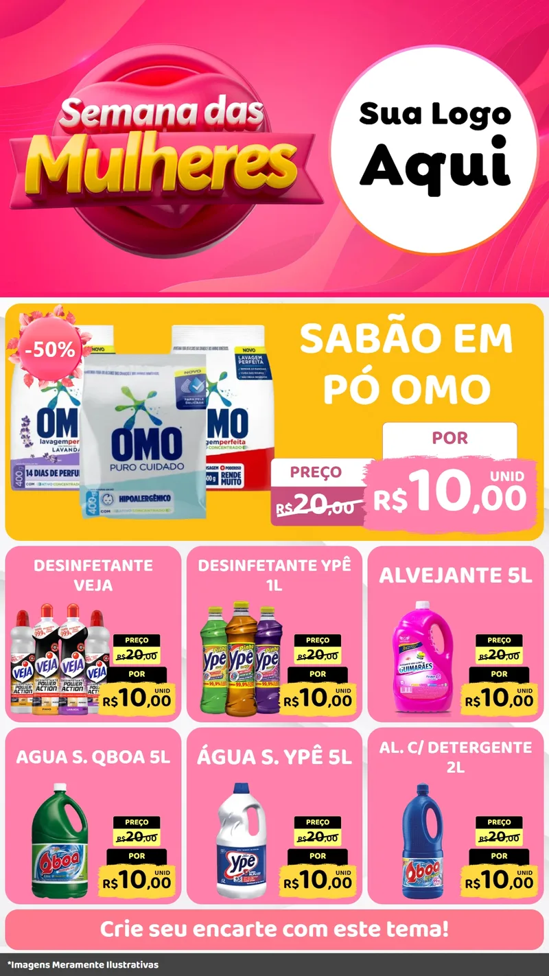 Modelo de Rede Social para Stories com o tema Semana das Mulheres para Produtos de Limpeza