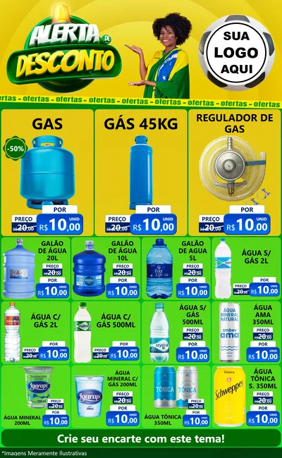 Modelo de Encarte para Encarte Grande com o tema Alerta de Desconto para Água e gás