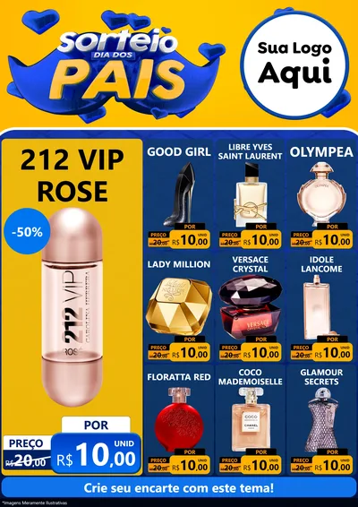 Modelo de Encarte para Encarte A4 Vertical com o tema Sorteio Dia dos Pais para Perfumes