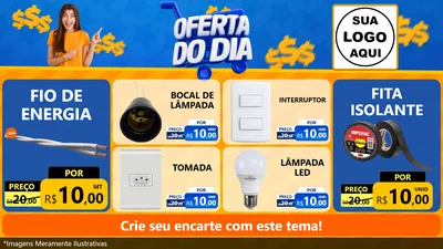 Modelo de TV para TV Horizontal com o tema Oferta do Dia para Materiais Elétricos