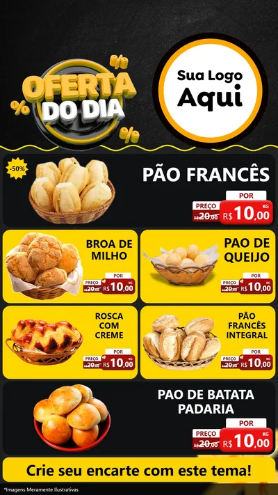 Modelo de TV para TV Vertical com o tema Oferta Do Dia para Padaria