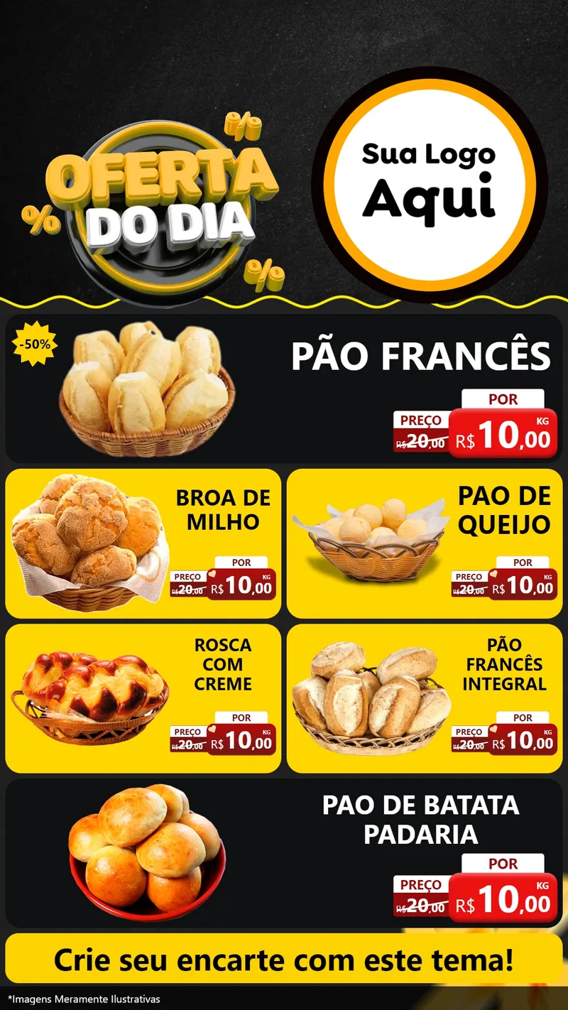 Modelo de TV para TV Vertical com o tema Oferta Do Dia para Padaria