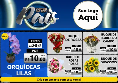 Modelo de Encarte para Encarte A4 Horizontal com o tema Sorteio Dia Dos Pais para Floricultura e jardim