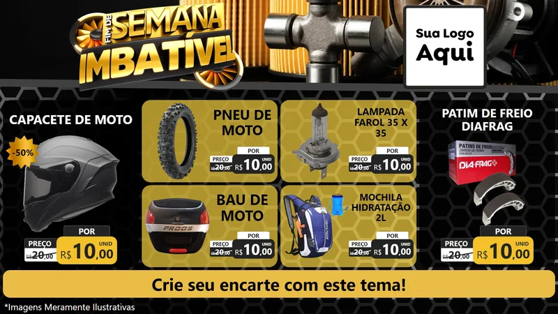 Modelo de TV para TV Horizontal com o tema Fim de Semana Imbatível para Moto peças