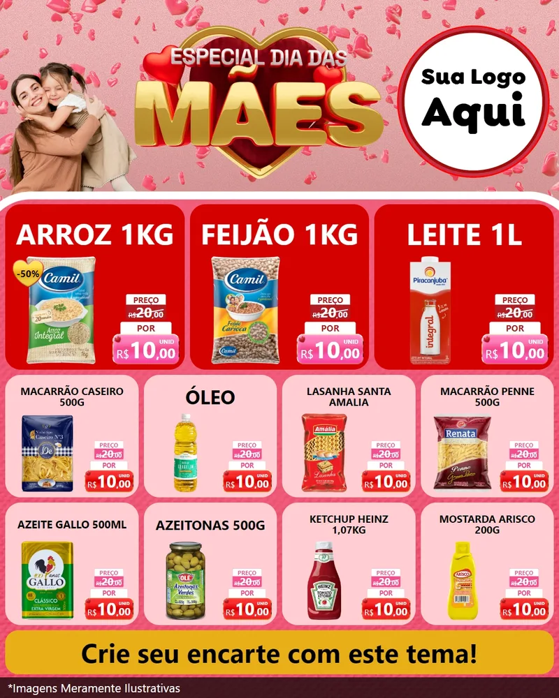 Modelo de Rede Social para Feed Instagram com o tema Especial Dia Das Mães para Supermercado