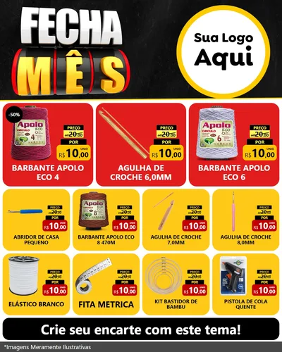 Modelo de Rede Social para Feed Instagram com o tema Fecha Mês para Armarinho e Aviamentos