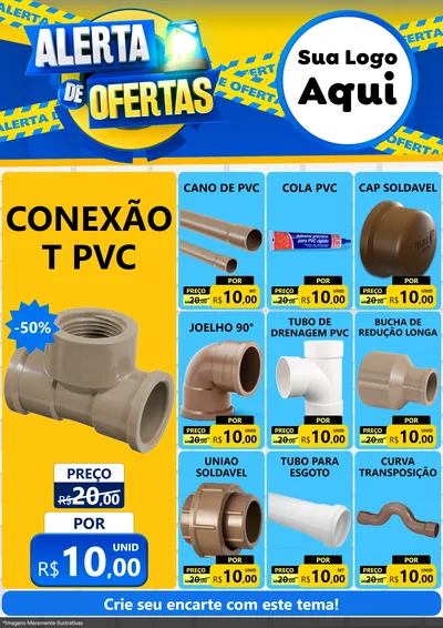 Modelo de Encarte para Encarte A4 Vertical com o tema Alerta de Ofertas para Tubos e conexões