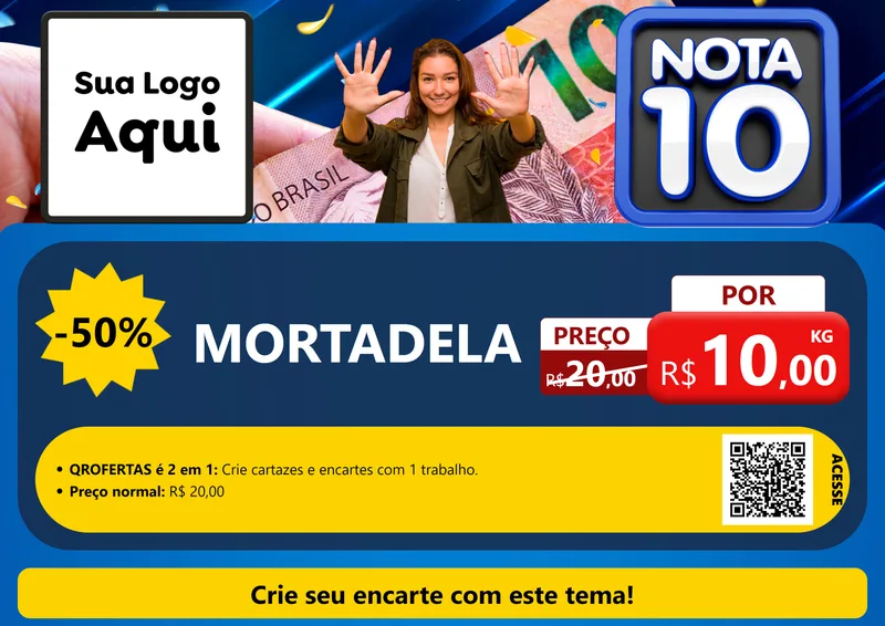 Modelo de Cartaz para Cartaz A4 Horizontal com o tema Nota 10 para Frios e Laticínios