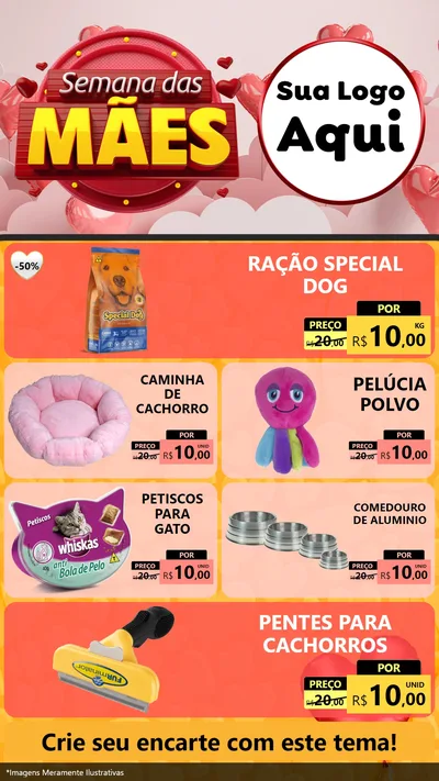 Modelo de TV para TV Vertical com o tema Semana das Mães para Pet Shop