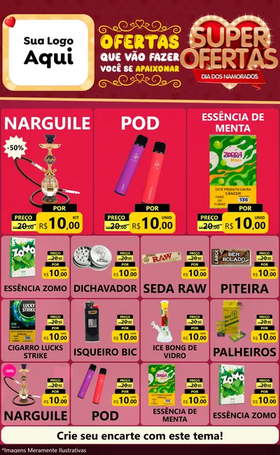 Modelo de Encarte para Encarte Grande com o tema Dia dos Namorados para Tabacaria