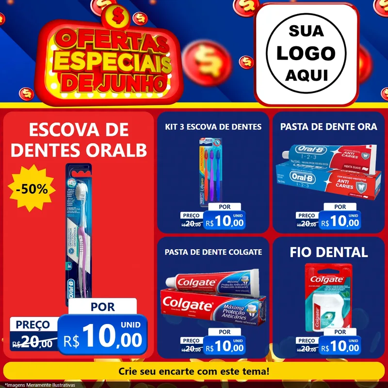 Modelo de Rede Social para Feed Facebook com o tema Ofertas Especiais de Junho para Higiene Pessoal