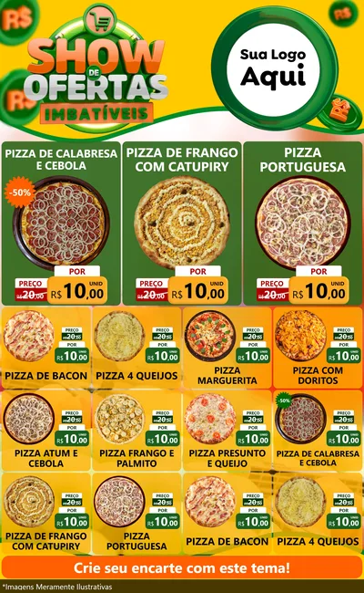 Modelo de Encarte para Encarte Grande com o tema Show de Ofertas Imbatíveis para Pizzaria