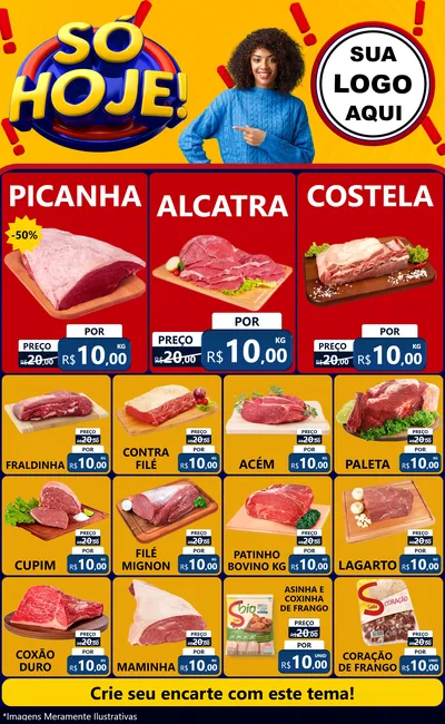 Modelo de Encarte para Encarte Grande com o tema Só Hoje! para Açougue