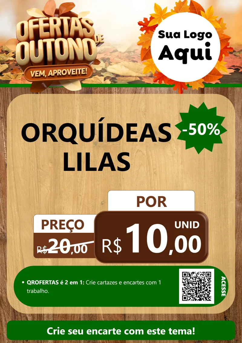 Modelo de Cartaz para Cartaz A4 Vertical com o tema Ofertas de Outono - Vem, Aproveite! para Floricultura e jardim