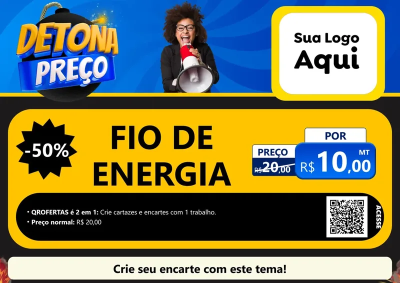 Modelo de Cartaz para Cartaz A4 Horizontal com o tema Detona Preços para Materiais Elétricos