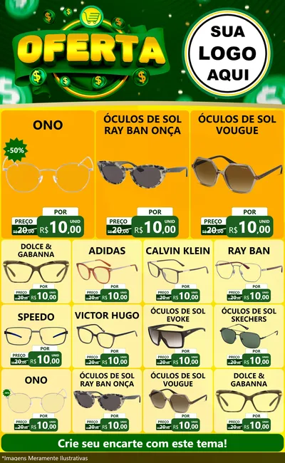 Modelo de Encarte para Encarte Grande com o tema Oferta para Óticas