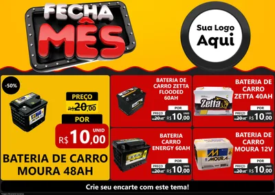 Modelo de Encarte para Encarte A4 Horizontal com o tema Fecha Mês para Baterias Elétricas