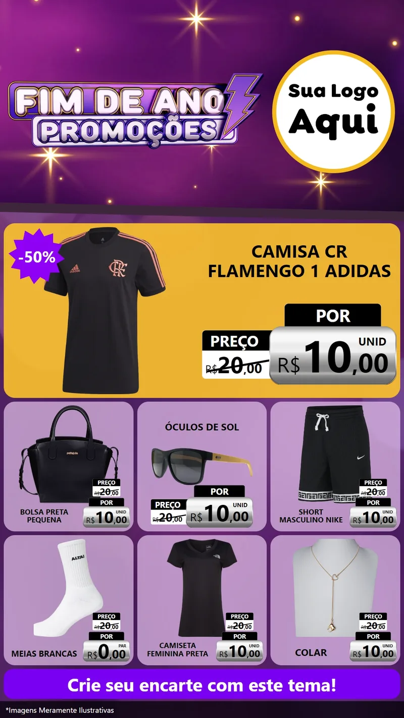 Modelo de Rede Social para Stories com o tema Fim de Ano Promoções para Roupas e acessórios