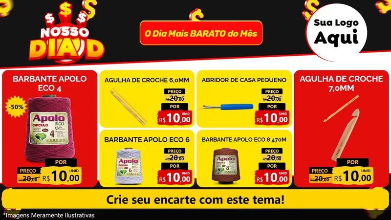 Modelo de TV para TV Horizontal com o tema Nosso Dia D para Armarinho e Aviamentos