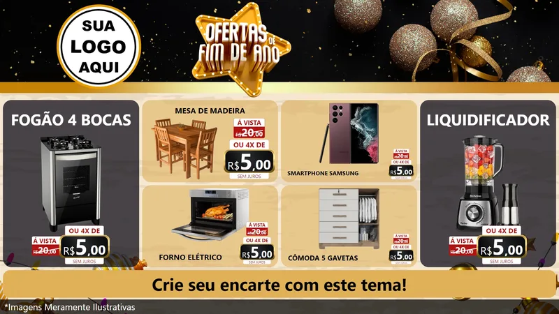 Modelo de TV para TV Horizontal com o tema Ofertas de Fim de Ano para Móveis e Eletro
