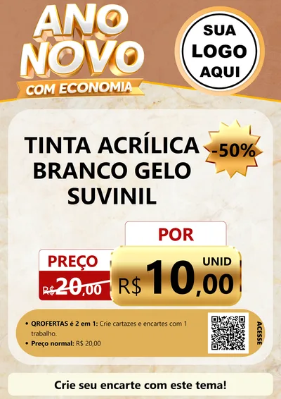 Modelo de Cartaz para Cartaz A4 Vertical com o tema Ano Novo Com Economia para Tintas e Ferramentas