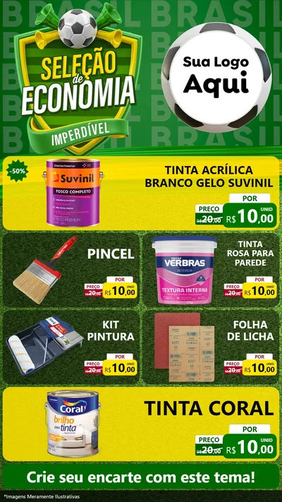 Modelo de TV para TV Vertical com o tema Seleção de Economia - Copa para Tintas e Ferramentas
