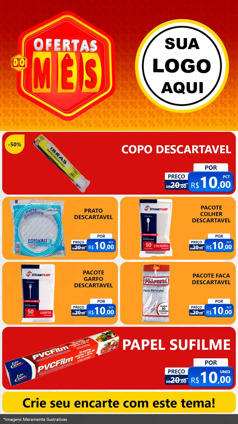 Modelo de TV para TV Vertical com o tema Ofertas do Mês para Embalagens