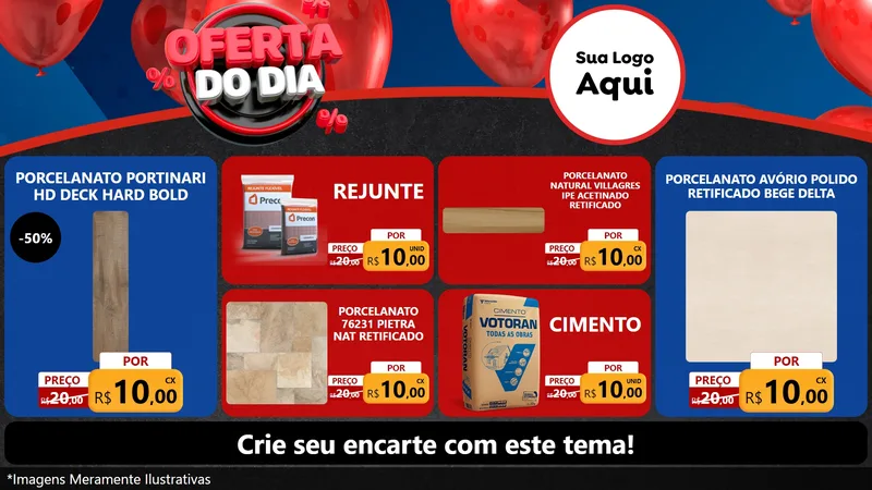 Modelo de TV para TV Horizontal com o tema Oferta do Dia para Pisos e revestimentos
