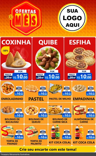 Modelo de Encarte para Encarte Grande com o tema Ofertas do Mês para Salgadaria