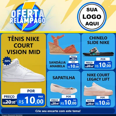 Modelo de Rede Social para Feed Facebook com o tema Oferta Relâmpago para Calçados