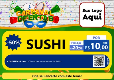 Modelo de Cartaz para Cartaz A4 Horizontal com o tema Carnaval de Ofertas para Comida japonesa