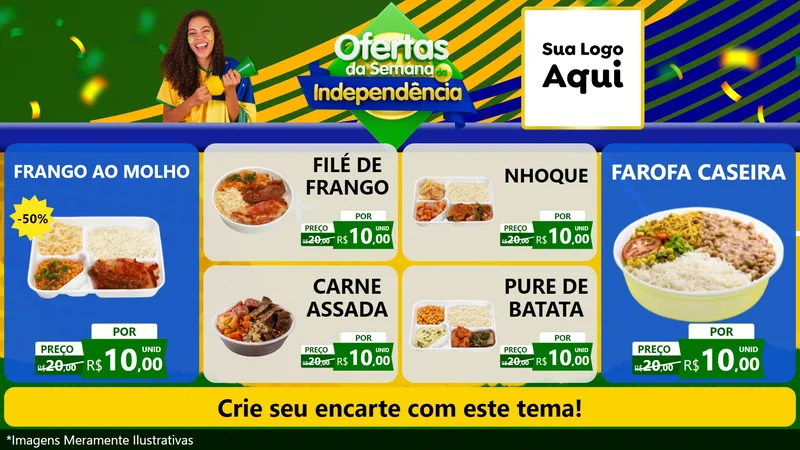 Modelo de TV para TV Horizontal com o tema Ofertas da Semana da Independência para Restaurante